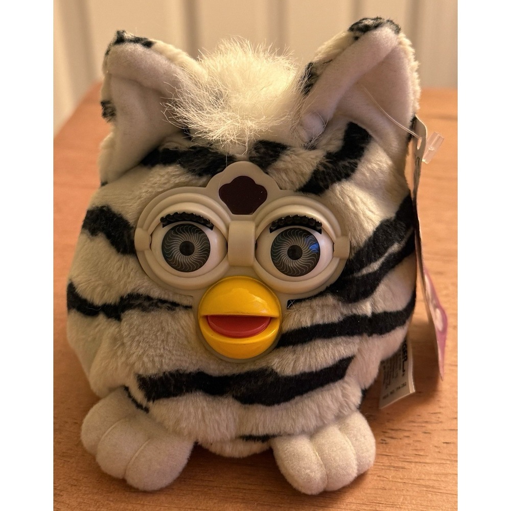 VTG 1999 Furby Buddies "LIGHT PLEASE" Striped ZEBRA Beanie Tiger 70-726-04